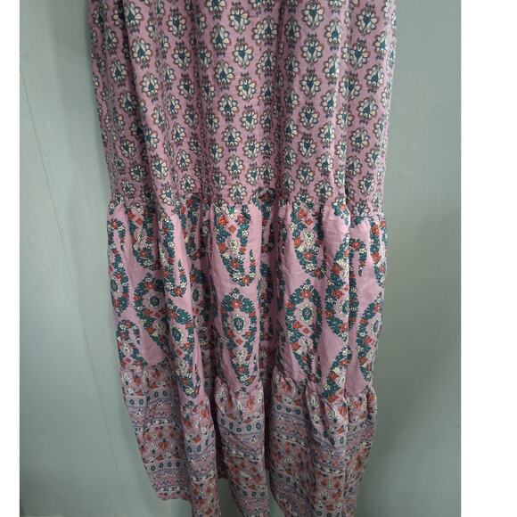 Knox Rose Dress Large Floral Bohemian Maxi Sleeveless Mix Print Festival Tiered - Picture 4 of 12